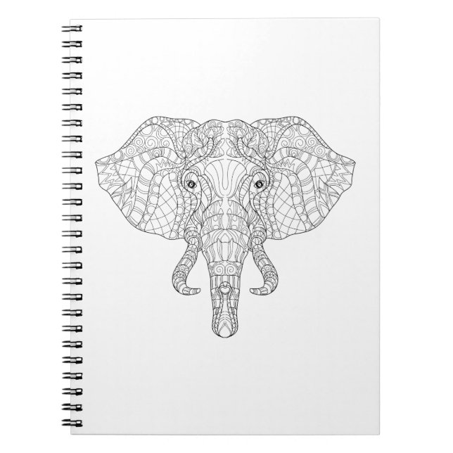 Cuaderno Doodle 2 de la cabeza del elefante (Frente)