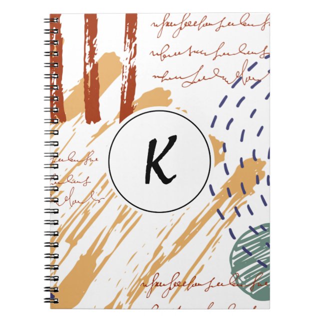 Cuaderno Doodle abstracto de Monograma Terracotta (Frente)