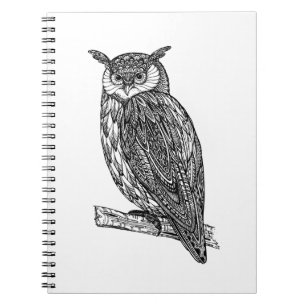 Cuaderno Doodle animal del búho del tótem salvaje