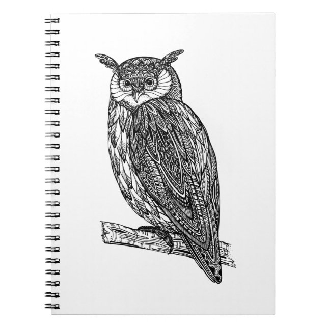 Cuaderno Doodle animal del búho del tótem salvaje (Frente)