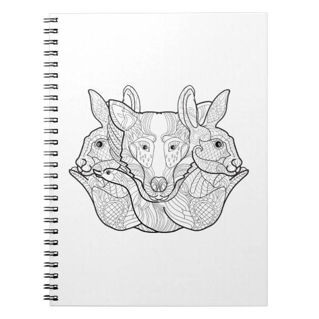 Cuaderno Doodle animal del grupo (Frente)