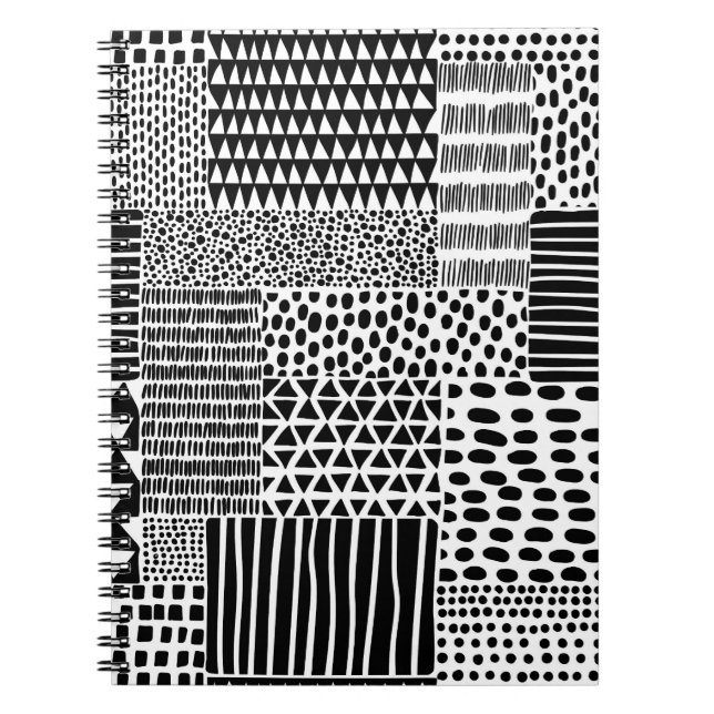 Cuaderno Doodle blanco negro: etnia sin foco (Frente)