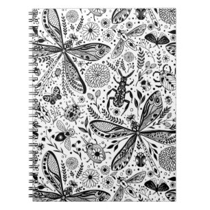 Cuaderno Doodle bugs on dark blue