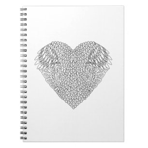 Cuaderno Doodle con alas del corazón