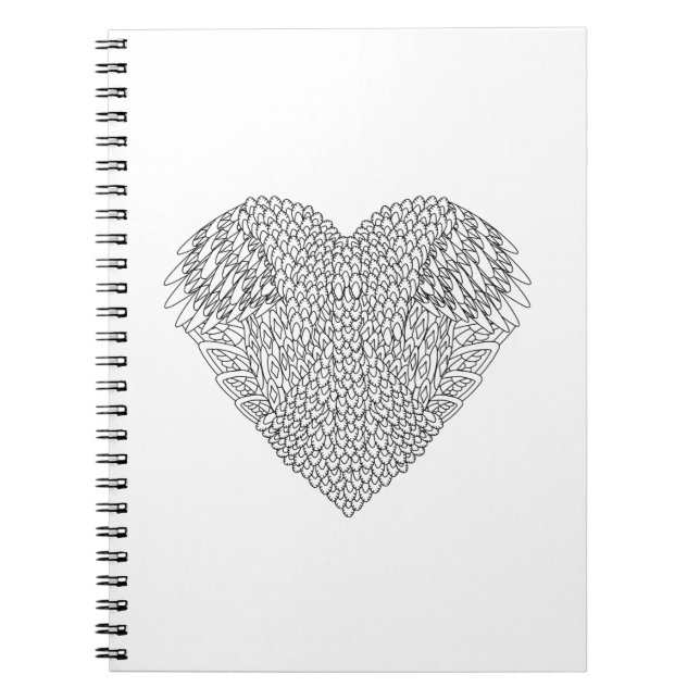 Cuaderno Doodle con alas del corazón (Frente)