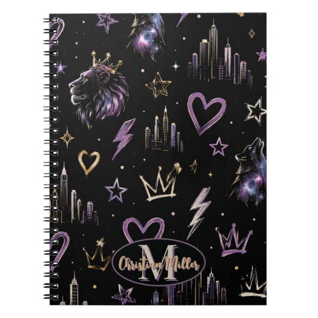 Cuaderno Doodle Cósmico de Graffiti Urbano Personalizado  (Frente)
