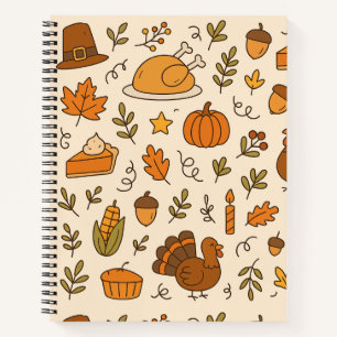Cuaderno Doodle de Acción de Gracias Patrón continuo