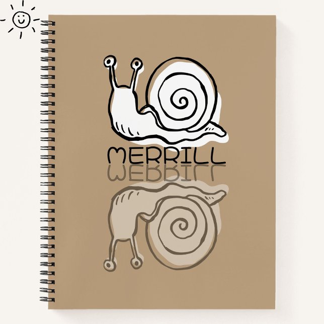 Cuaderno Doodle de caracol marrón lindo con nombre personal (Subido por el creador)