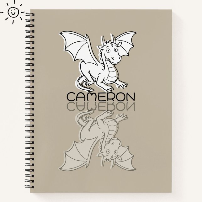 Cuaderno Doodle de Dragón Gris Dulce con Nombre Personaliza (Subido por el creador)