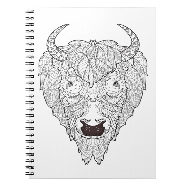 Cuaderno Doodle de la cabeza del bisonte (Frente)