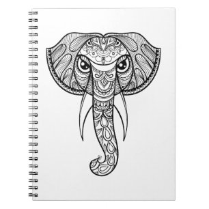Cuaderno Doodle de la cabeza del elefante