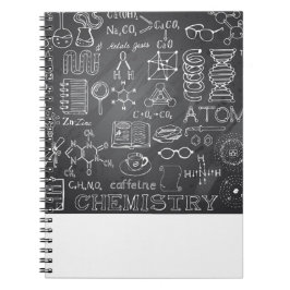 Cuaderno Doodle de la ciencia de la química en pizarra gris