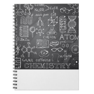 Cuaderno Doodle de la ciencia de la química en pizarra gris