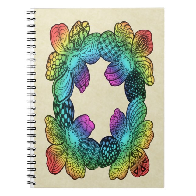 Cuaderno Doodle de la flor arcoiris (Frente)
