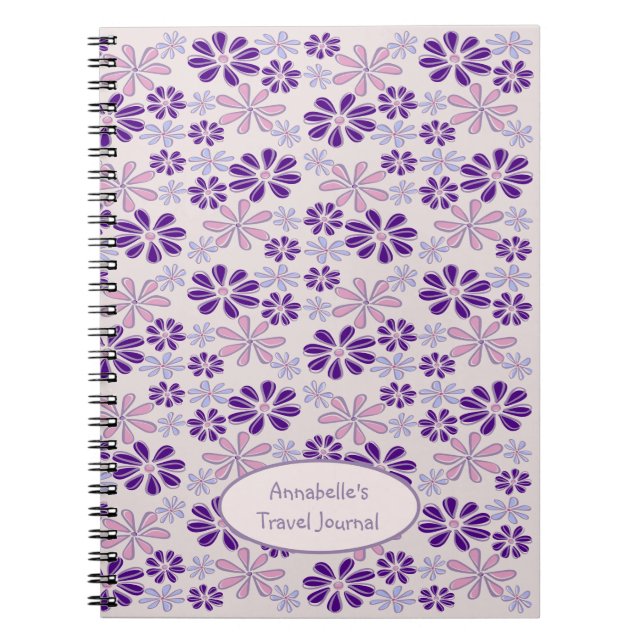 Cuaderno Doodle de la flor índigo rosa (Frente)