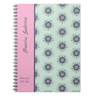 Cuaderno Doodle de Mandala Floral Rosa Turquesa Moderna 