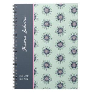 Cuaderno Doodle de Mandala Floral Rosa Turquesa Moderna 