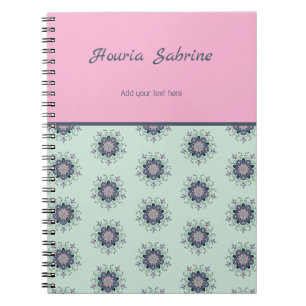 Cuaderno Doodle de Mandala Floral Rosa Turquesa Moderna 
