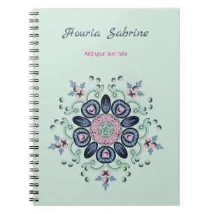 Cuaderno Doodle de Mandala Floral Turquesa Rosa Moderna