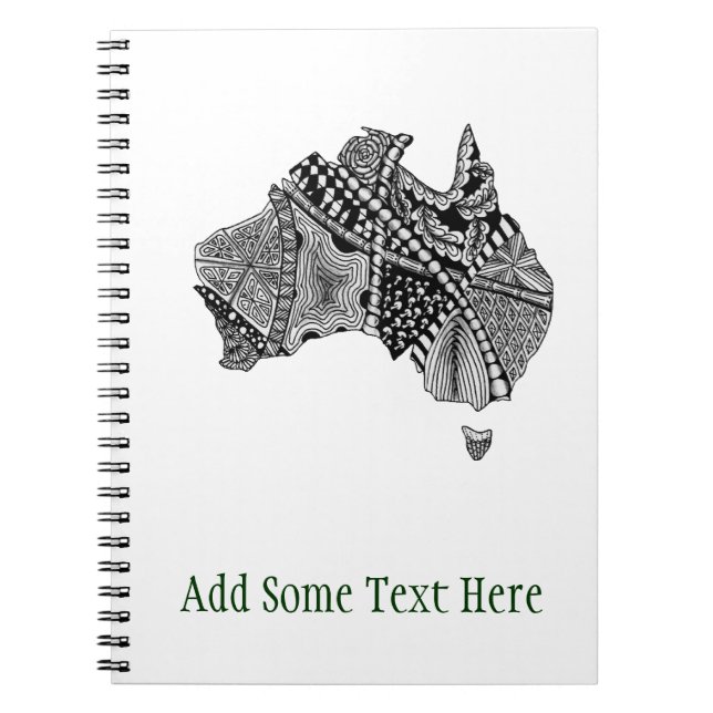 Cuaderno Doodle de mapas de Australia (Frente)