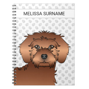 Cuaderno Doodle de oro mini rojo de dibujos animados y text
