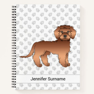 Cuaderno Doodle de oro mini rojo de dibujos animados y text