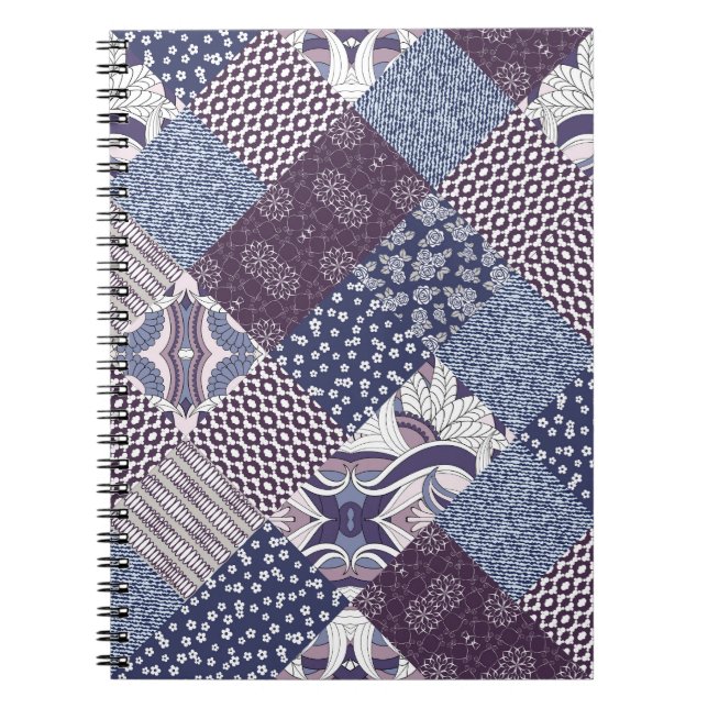Cuaderno Doodle De Patchwork: Viejo Boho Seamless. (Frente)