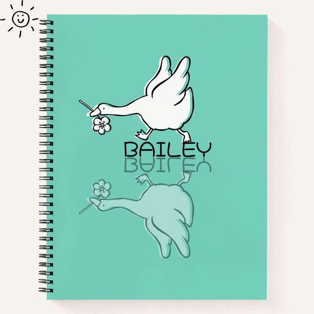Cuaderno Doodle de reflejo de ganso azul claro con nombre p (Subido por el creador)