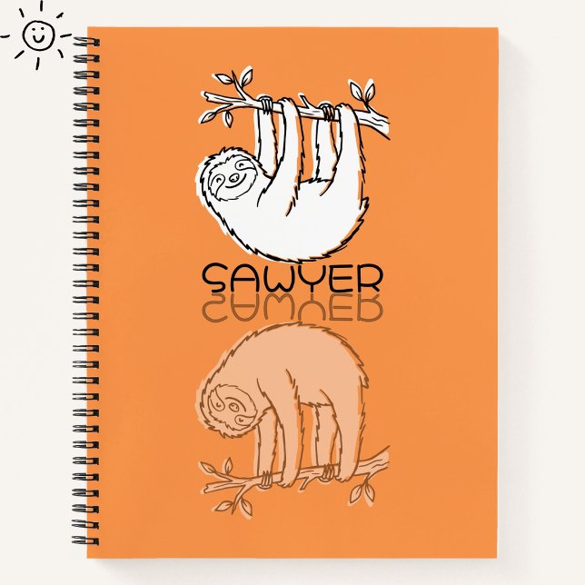Cuaderno Doodle de reflexión de perezoso naranja lindo con  (Subido por el creador)