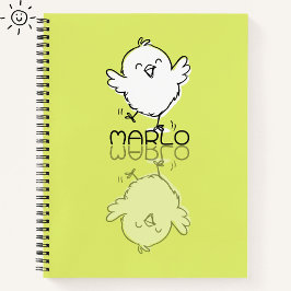 Cuaderno Doodle de Reflexión de Pollito Amarillo Feliz con 