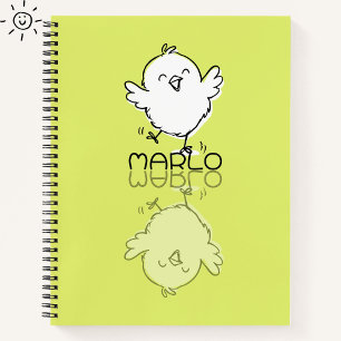 Cuaderno Doodle de Reflexión de Pollito Amarillo Feliz con 