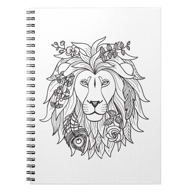 Cuaderno Doodle del león y de las flores (Frente)