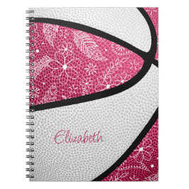 Cuaderno Doodle deportivo Boho plumas de baloncesto blanco