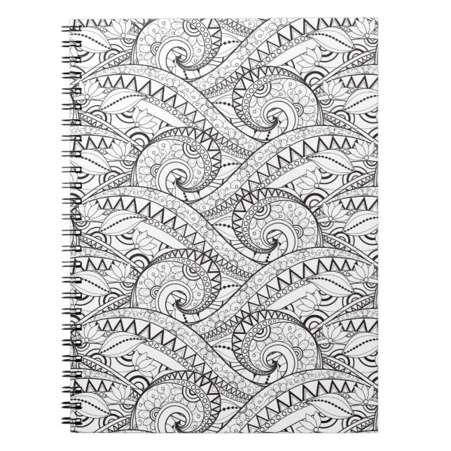 Cuaderno Doodle detallado del estampado de flores (Frente)