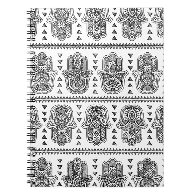 Cuaderno Doodle dibujado mano india de Hamsa (Frente)