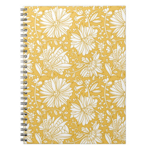 Cuaderno Doodle dorado floral, abstracto dibujado a mano