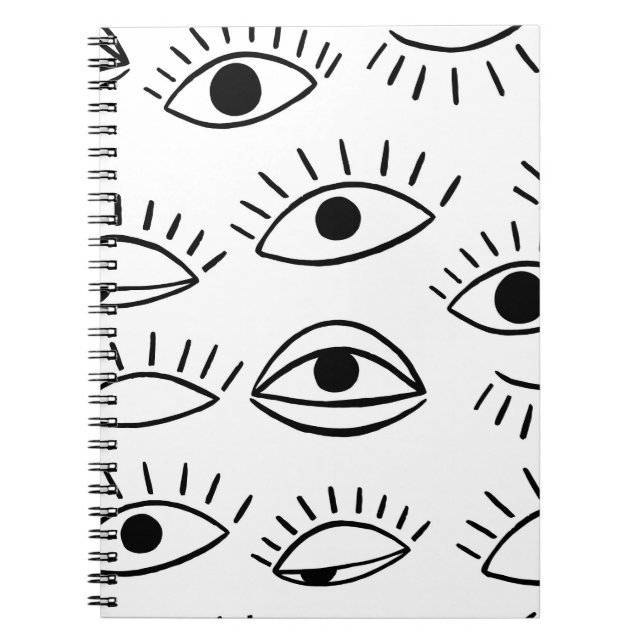 Cuaderno Doodle eye, patrón creativo sin costuras. (Frente)