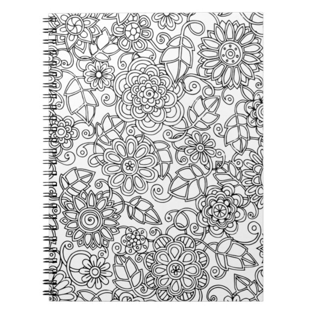 Cuaderno Doodle floral étnico (Frente)