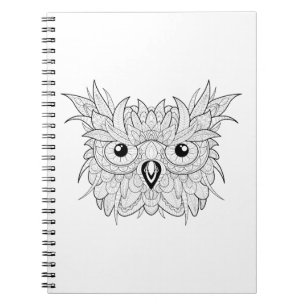 Cuaderno Doodle lindo del retrato del búho