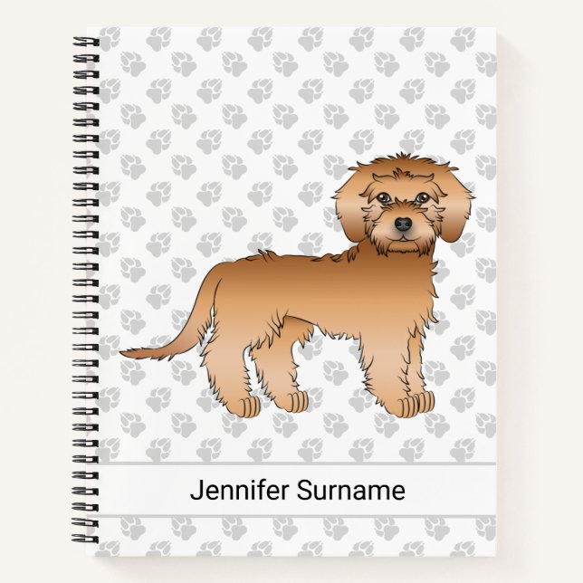 Cuaderno Doodle mini Goldendoodle de albaricoque Cartoon pe (Anverso)