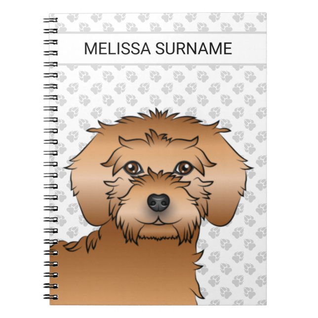 Cuaderno Doodle mini Goldendoodle de albaricoque Cartoon pe (Frente)