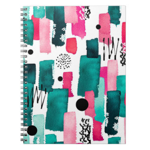 Cuaderno Doodle Patrón sin foco de color rosa y gris