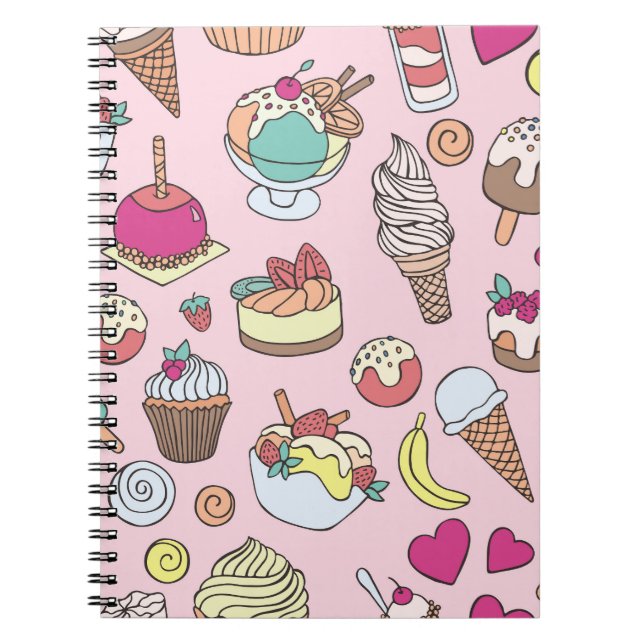 Cuaderno Doodle Sweets Ice Cream: Ilustracion dibujado a ma (Frente)