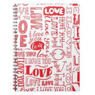 Cuaderno Doodles de amor dibujados a mano de fondo transpar