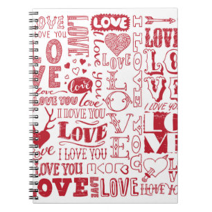 Cuaderno Doodles de amor dibujados a mano, patrón encantado