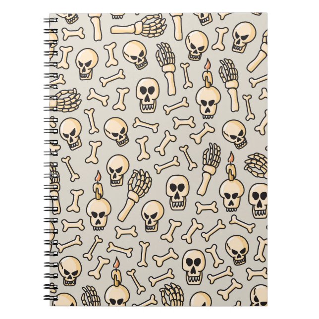Cuaderno Doodles de esqueleto: Patrón textil de época. (Frente)