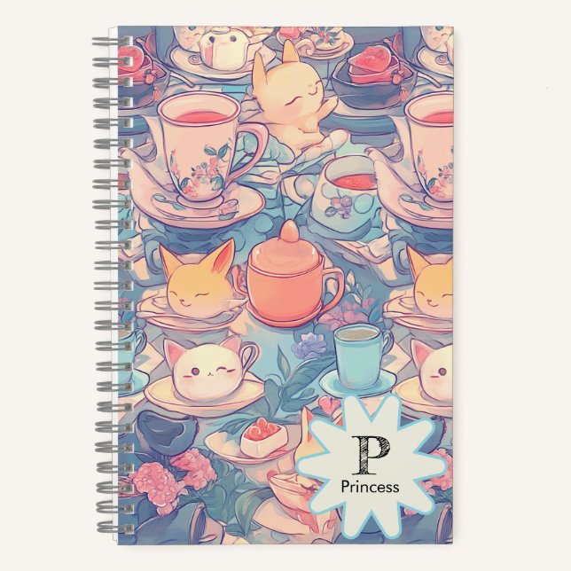 Cuaderno Doodles de fiesta de té adorables (Anverso)