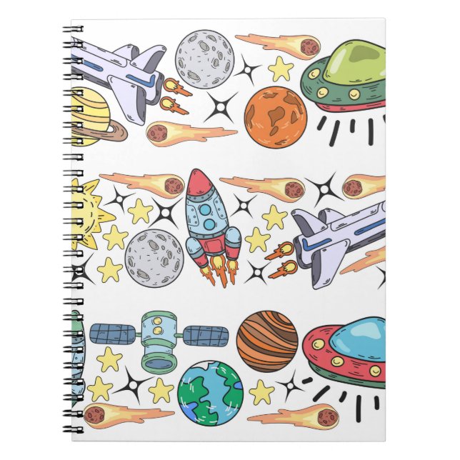 Cuaderno Doodles del espacio ultraterrestre de mano. Vintag (Frente)