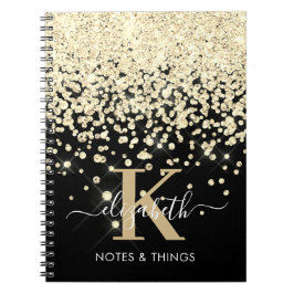Cuaderno Dorado Brillante con Purpurina Monograma Diamante 