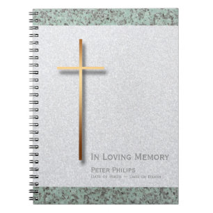 Cuaderno Dorado Cross Stone 1 libro de invitados para funer